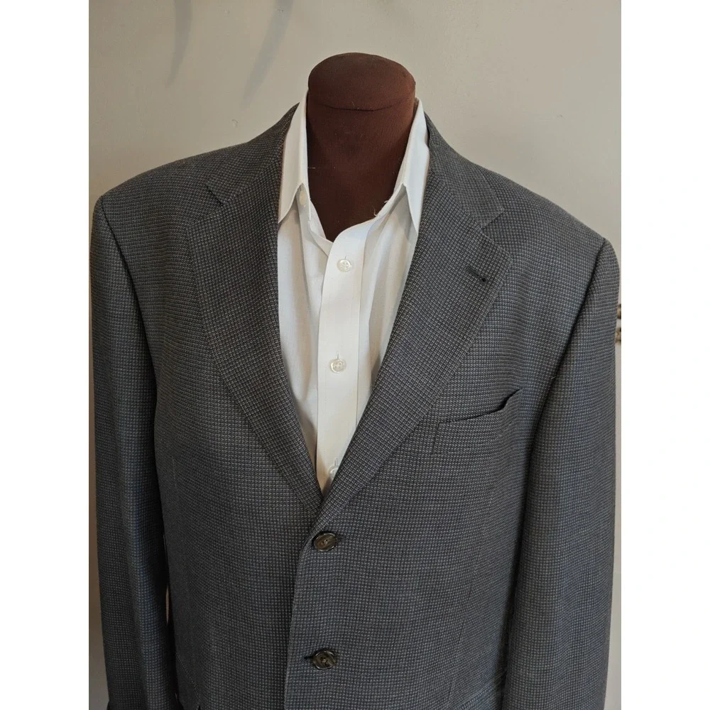 Joseph Abboud Mens Sports Coat 44L Blue Beige Geometric 3 Button Made in USA